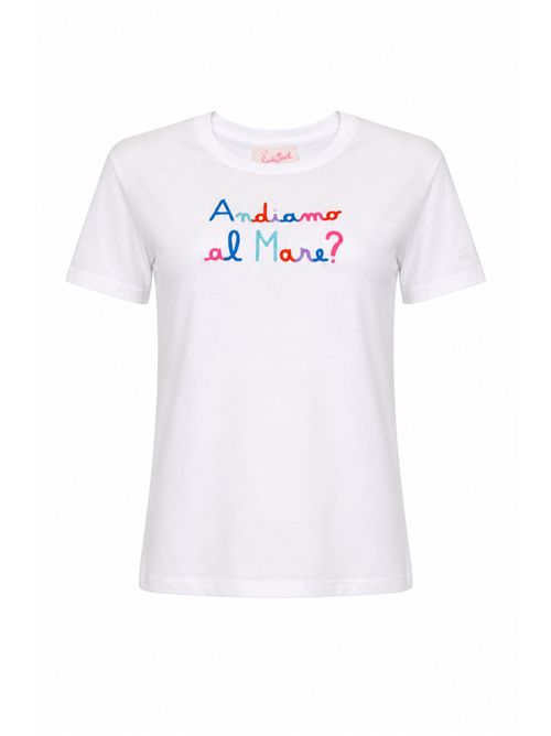 T-shirt Emilie in cotone con ricamo Andiamo al Mare? Mc2 Saint Barth | EMI000109160L